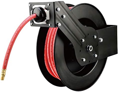 3/8" x 50ft Auto-Retracting Rubber Air Hose Reel