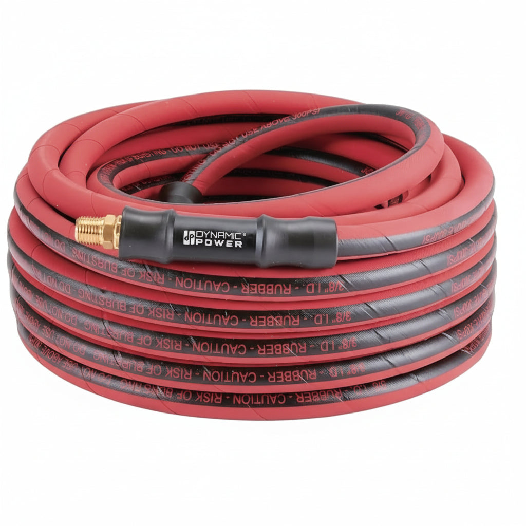 3/8" x 50 ft Premium Heavy-Duty Rubber Air Hose