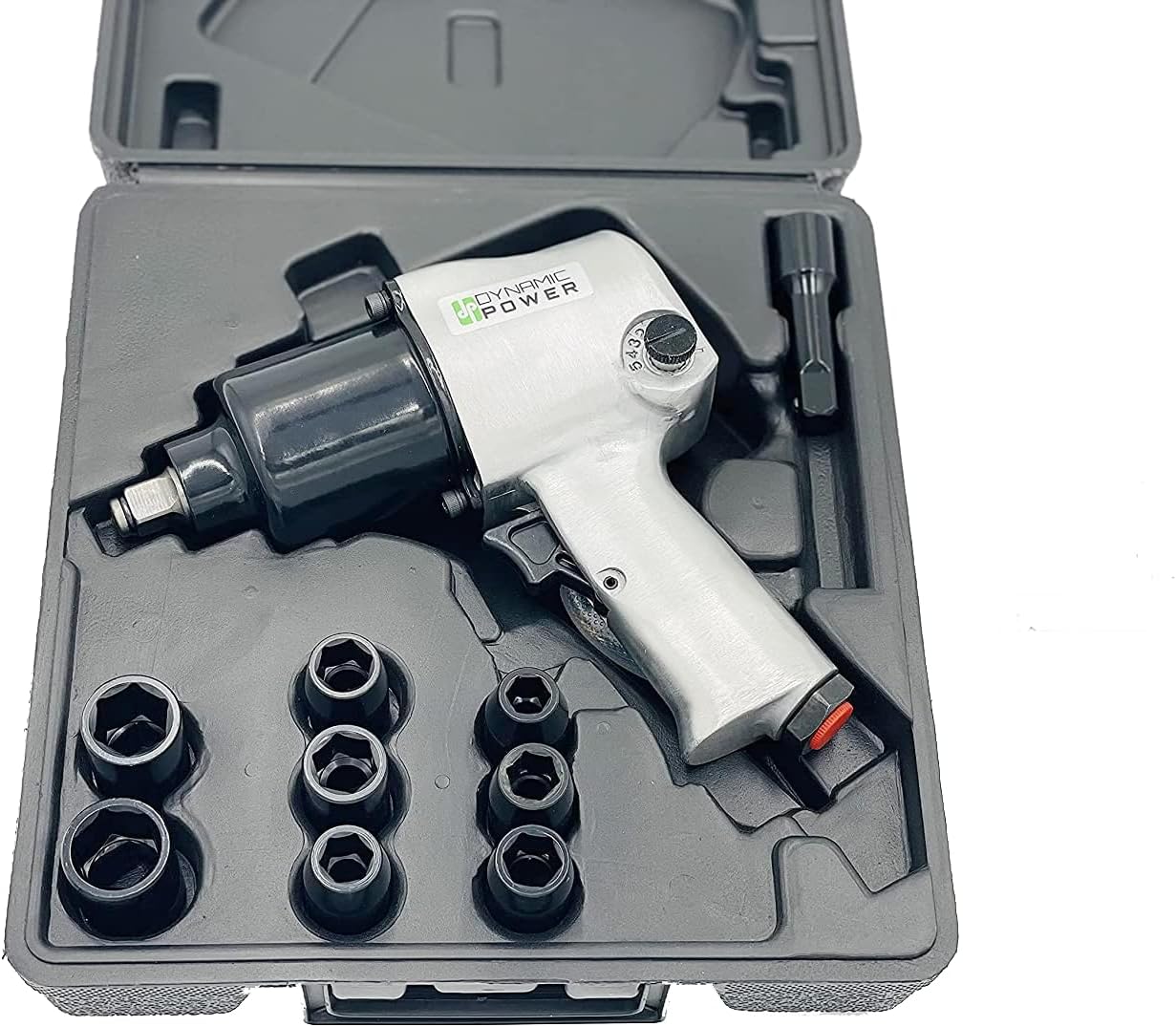 1/2" Air Impact Wrench Kit with Twin Hammer Mechanism & 10-Piece Accessory Set