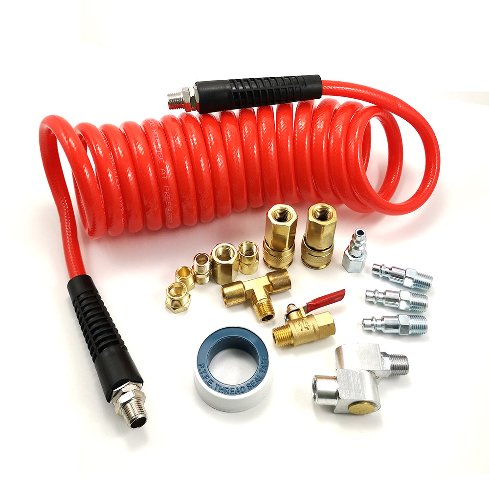 16-PCs. Air Compressor Accessories Kit with 3/8" x 15 ft Coil Air Hose