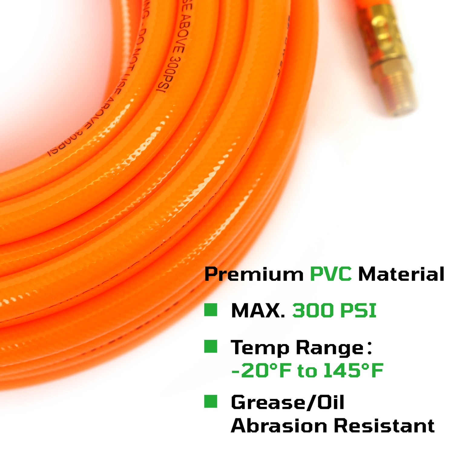 3/8" x 50ft PVC Air Hose with Brass Fittings