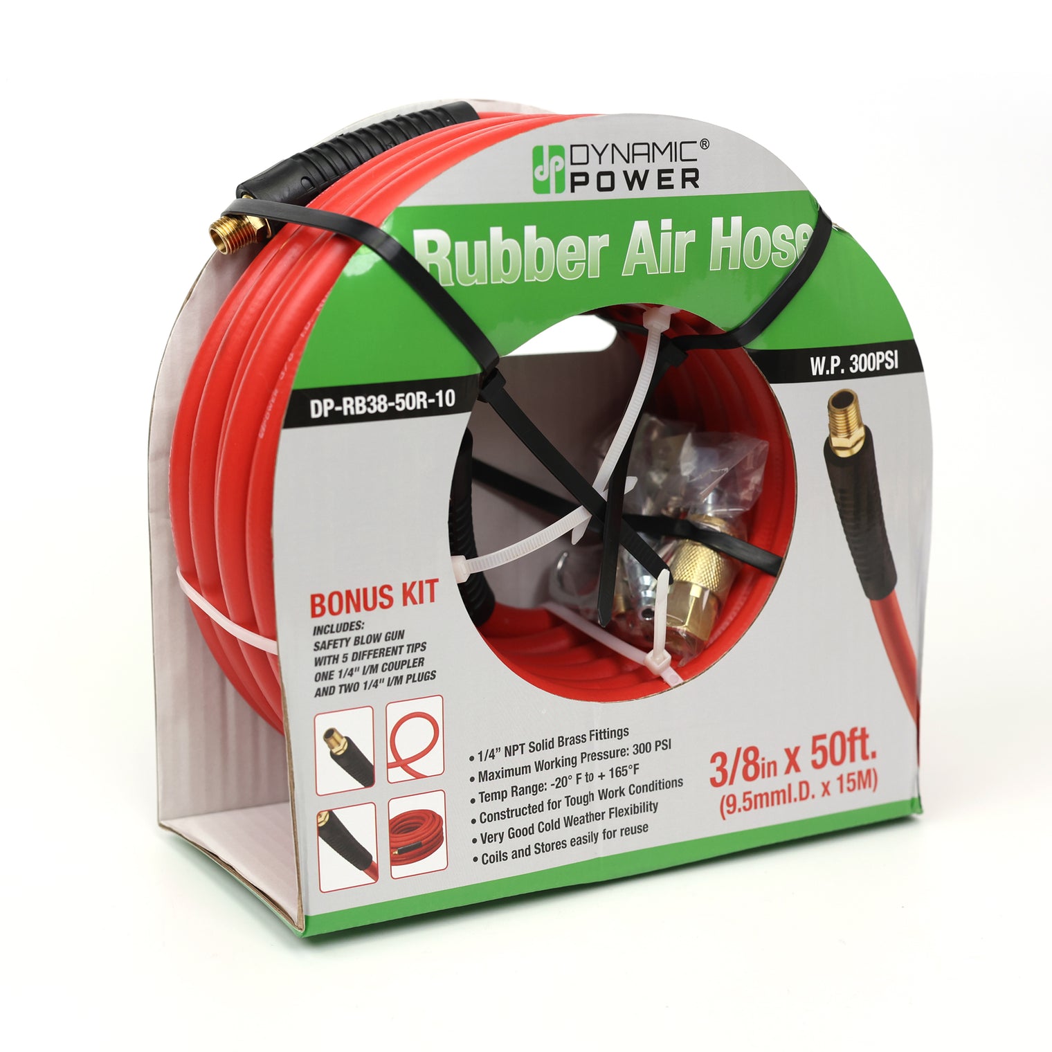 3/8-in x 50-ft Premium Rubber Air Hose with 10-Piece Accessory Kit