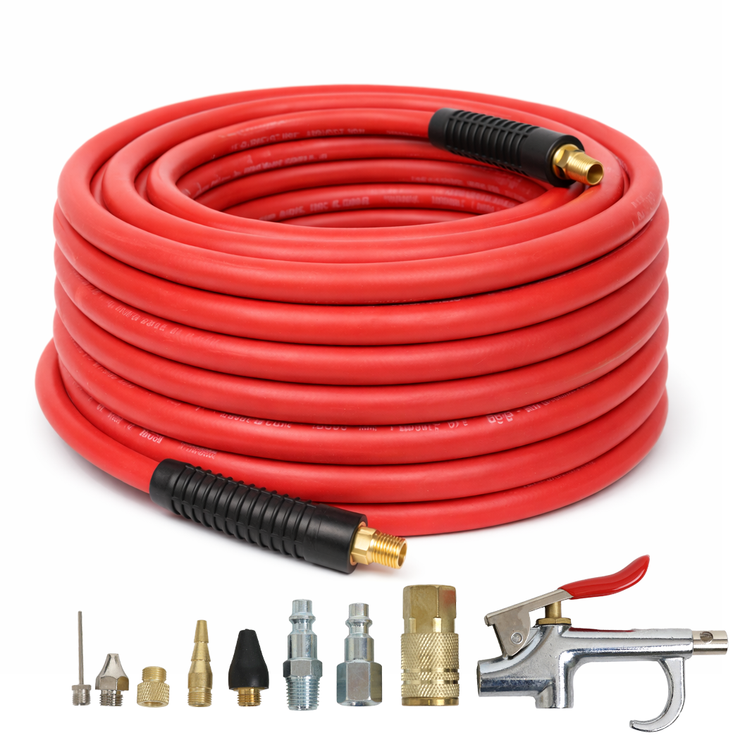 3/8-in x 50-ft Premium Rubber Air Hose with 10-Piece Accessory Kit