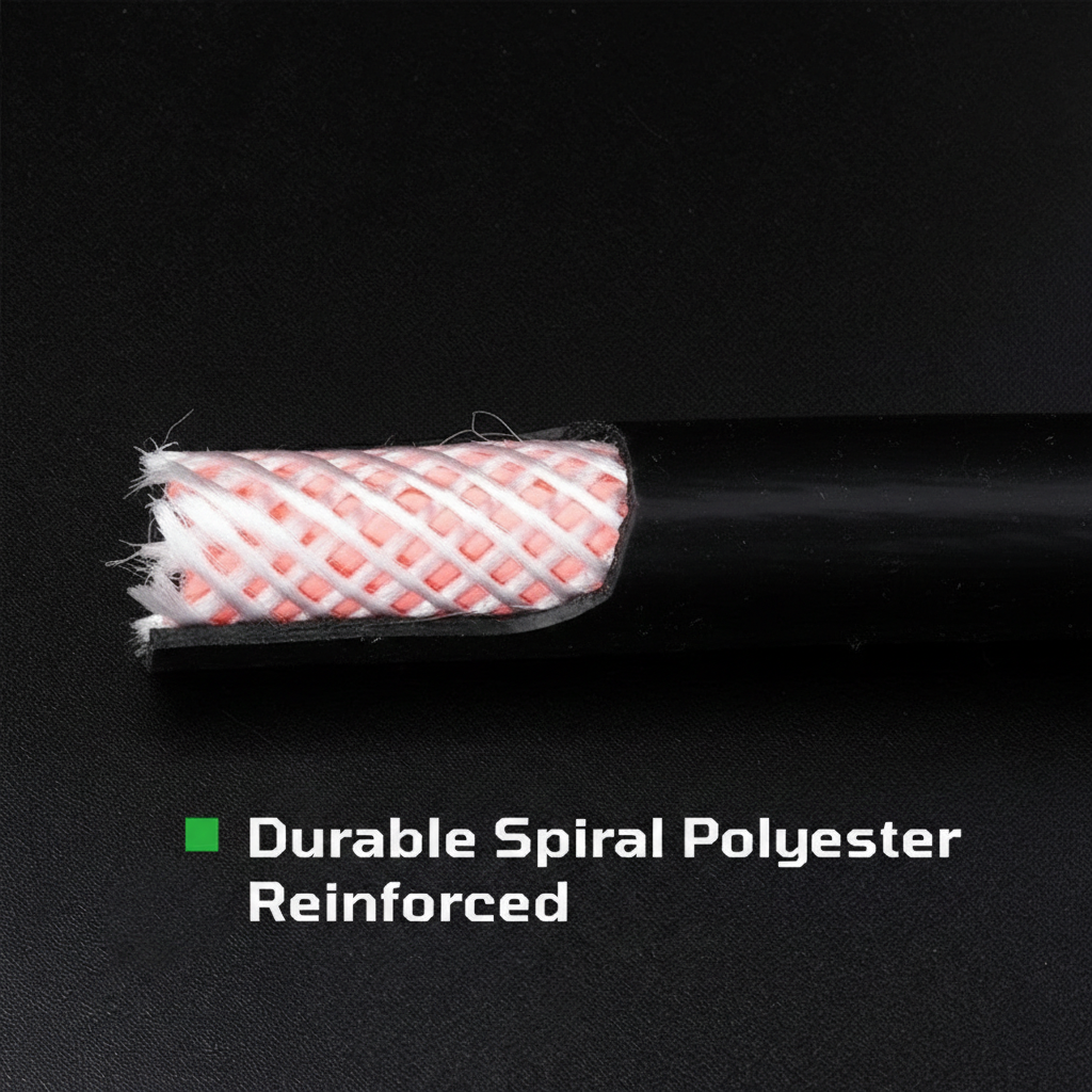 3/8" x 50 ft Premium Rubber Air Hose 1/4" Male Pipe Thread Fittings & Bend Restictors.