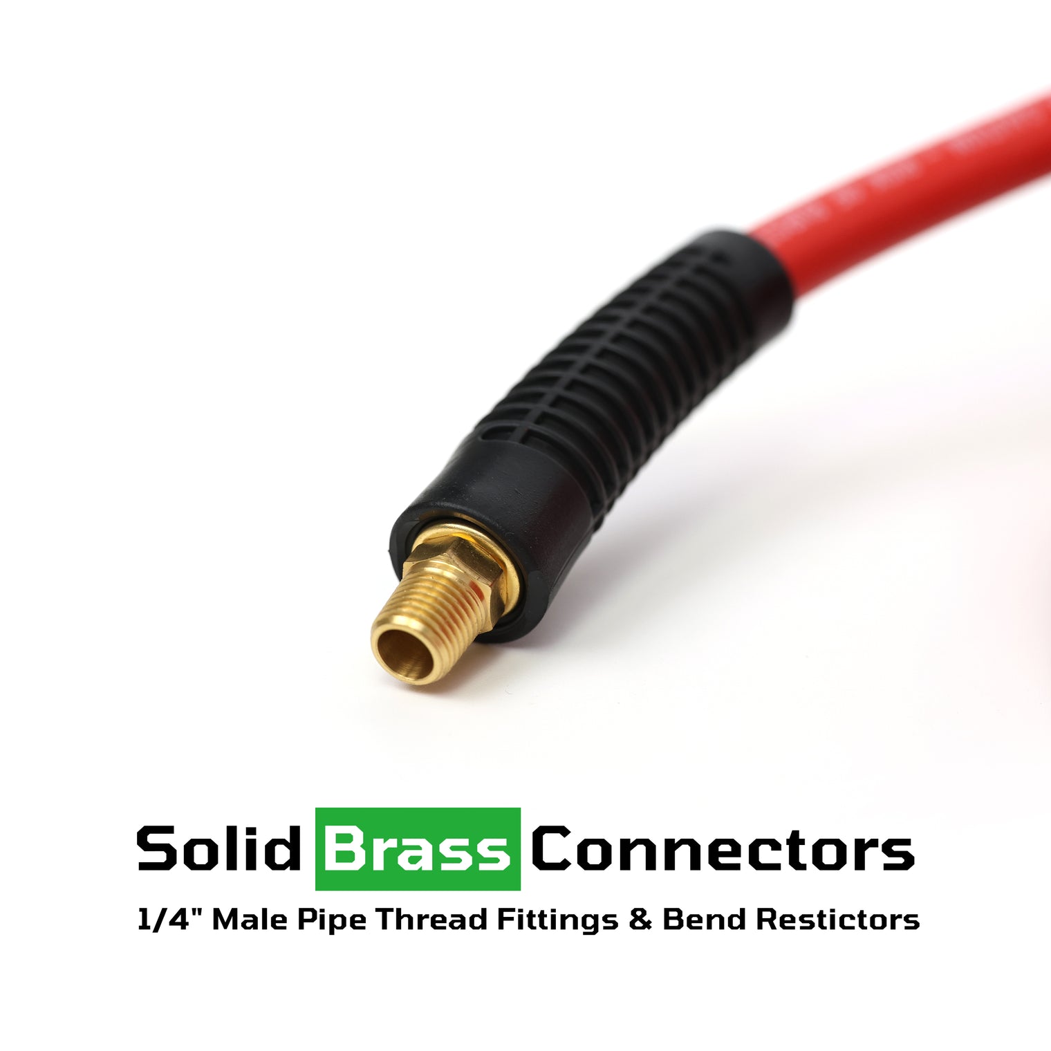 3/8" x 50' Rubber Air Hose 1/4" Male Pipe Thread Fittings & Bend Restictors