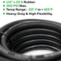 25ft x 1/4"  Heavy-duty RUBBER Air Hose