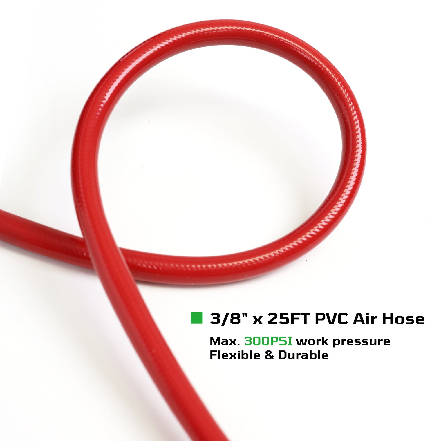 3/8" x 25ft PVC Air Hose with 3-Foot Lead-In Hose Enhanced Flexibility