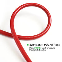 3/8" x 25ft PVC Air Hose with 3-Foot Lead-In Hose Enhanced Flexibility