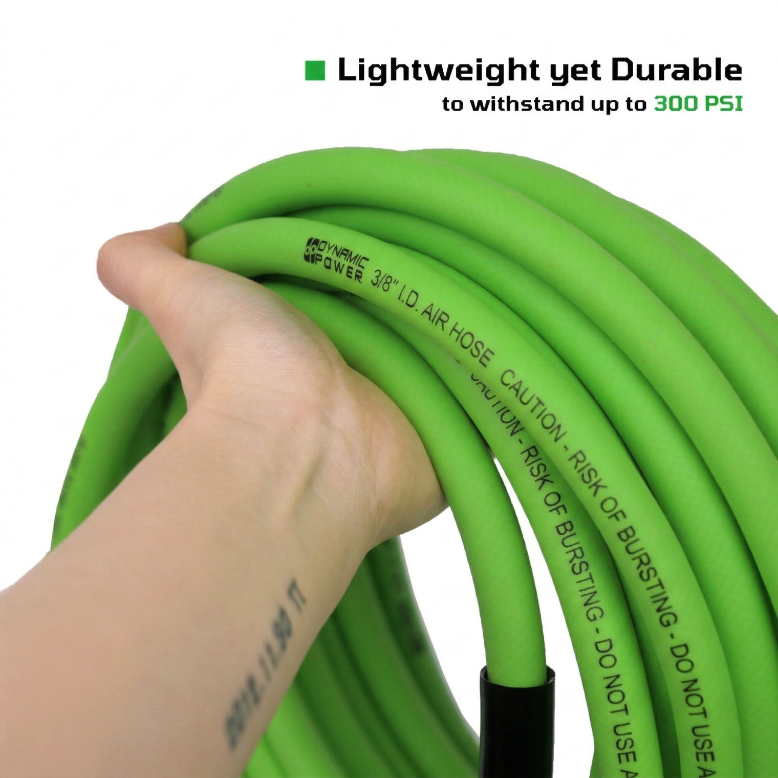 3/8 Inch x 50 Feet Hybrid Air Hose – Lightweight, 1/4 Inch NPT Male