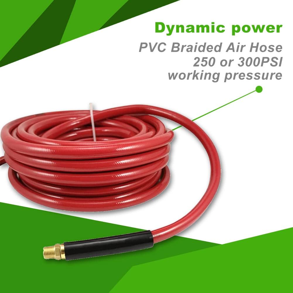 3/8" x 50 ft PVC Air Hose with 1/4" NPT Male Fittings