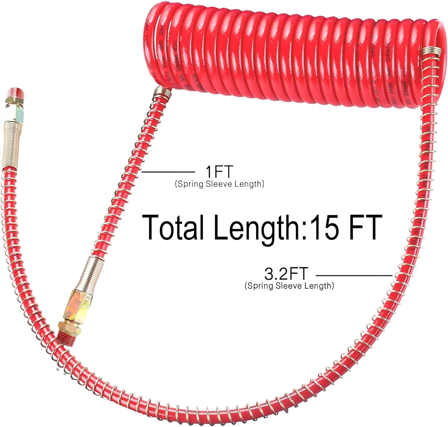 15FT Coiled Nylon Air Brake Hoses