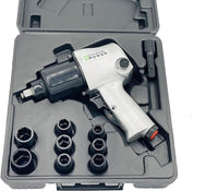 1/2" Air Impact Wrench Kit with Twin Hammer Mechanism & 10-Piece Accessory Set