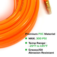 3/8" x 50ft PVC Air Hose with Brass Fittings