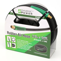 3/8" x 50 ft Premium Rubber Air Hose 1/4" Male Pipe Thread Fittings & Bend Restictors.