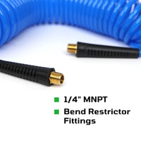 25Ft by 1/4" PU Recoil Air Hose With Blow Gun